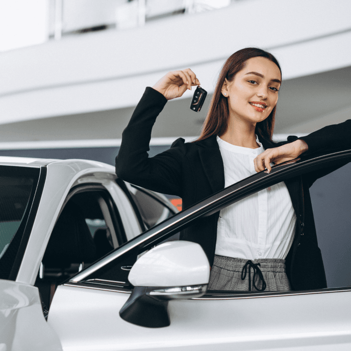 woman choosing car